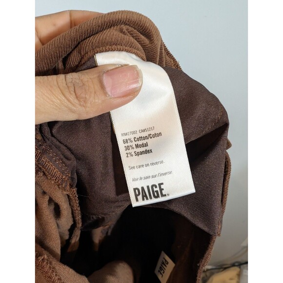 Paige Women Brown Corduroy High Rise Straight Leg Pants 31 English Countryside - Picture 8 of 10